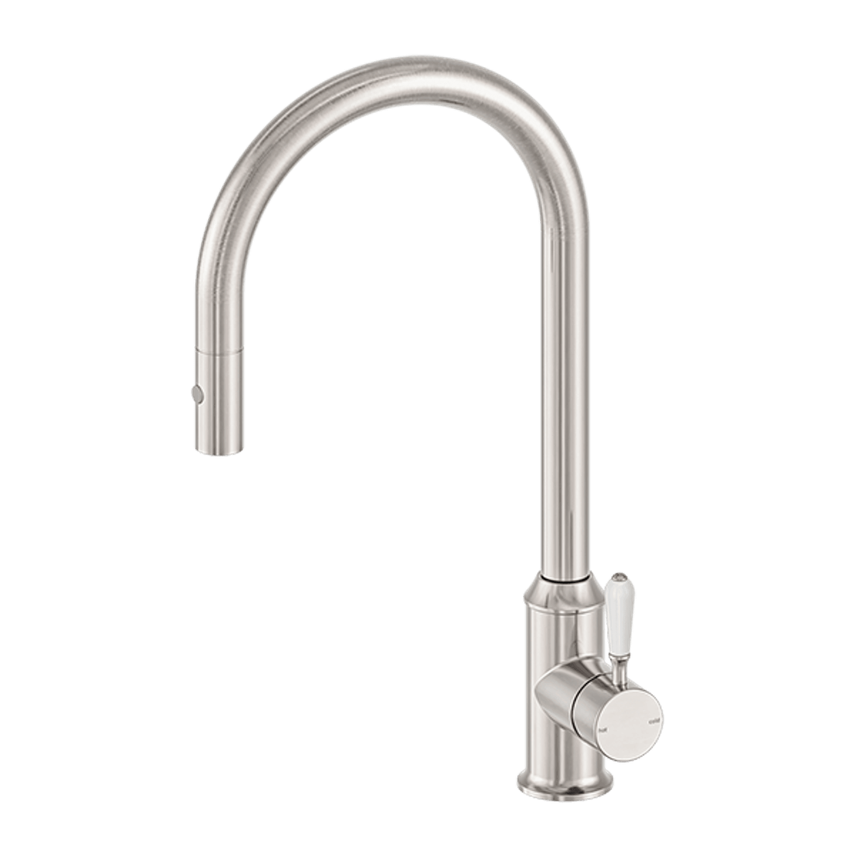 York Pull Out Sink Mixer With Vegie Spray Function With White Porcelain Lever Brushed Nickel gallery detail image