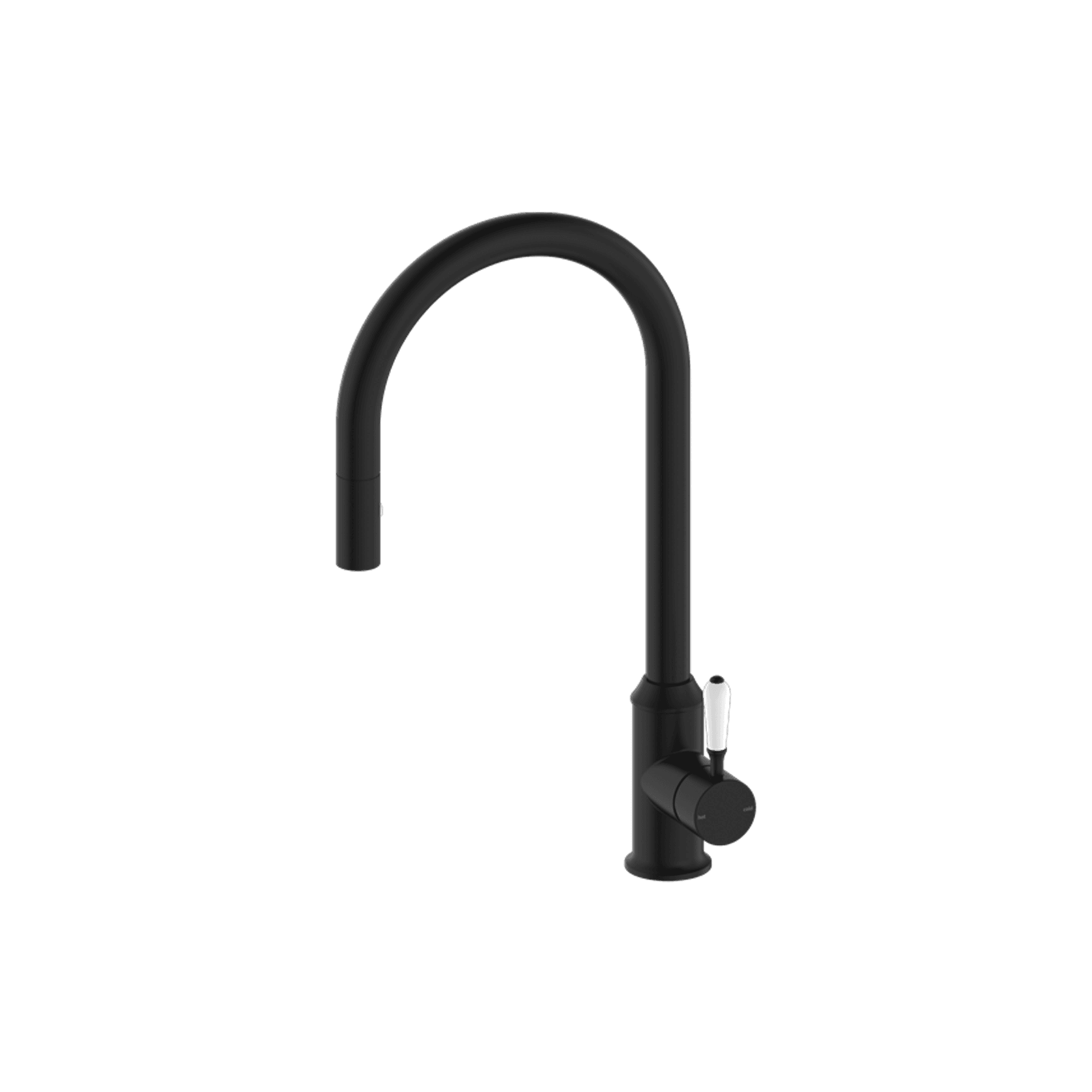 York Pull Out Sink Mixer With Vegie Spray Function With White Porcelain Lever Matte Black gallery detail image