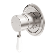 York Shower Mixer With White Porcelain Lever Brushed Nickel gallery detail image