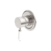 York Shower Mixer With White Porcelain Lever Brushed Nickel gallery detail image