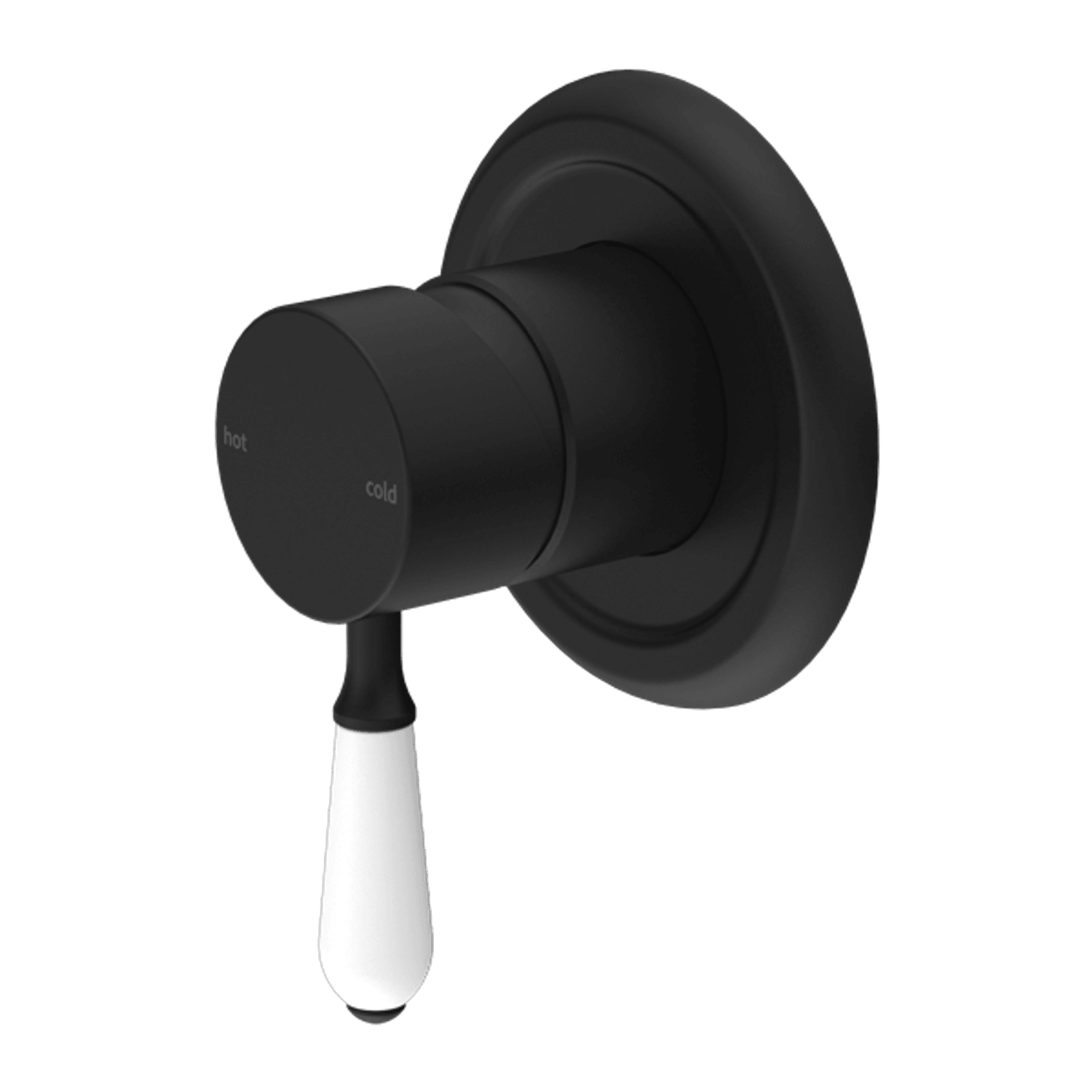 York Shower Mixer With White Porcelain Lever Matte Black gallery detail image