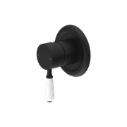 York Shower Mixer With White Porcelain Lever Matte Black gallery detail image