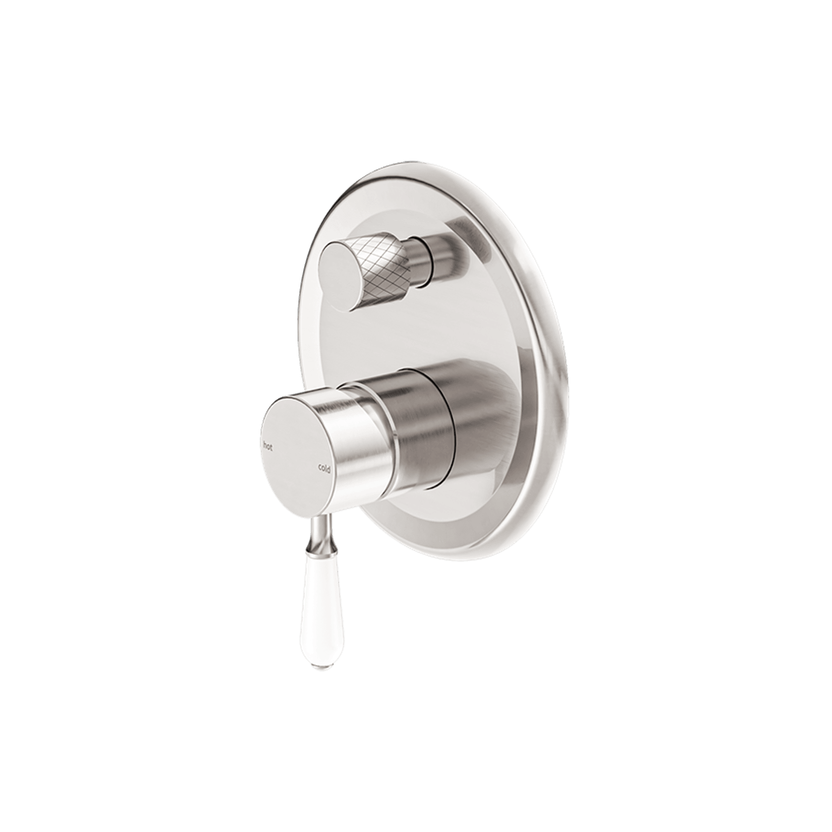 York Shower Mixer With Divertor With White Porcelain Lever Brushed Nickel gallery detail image