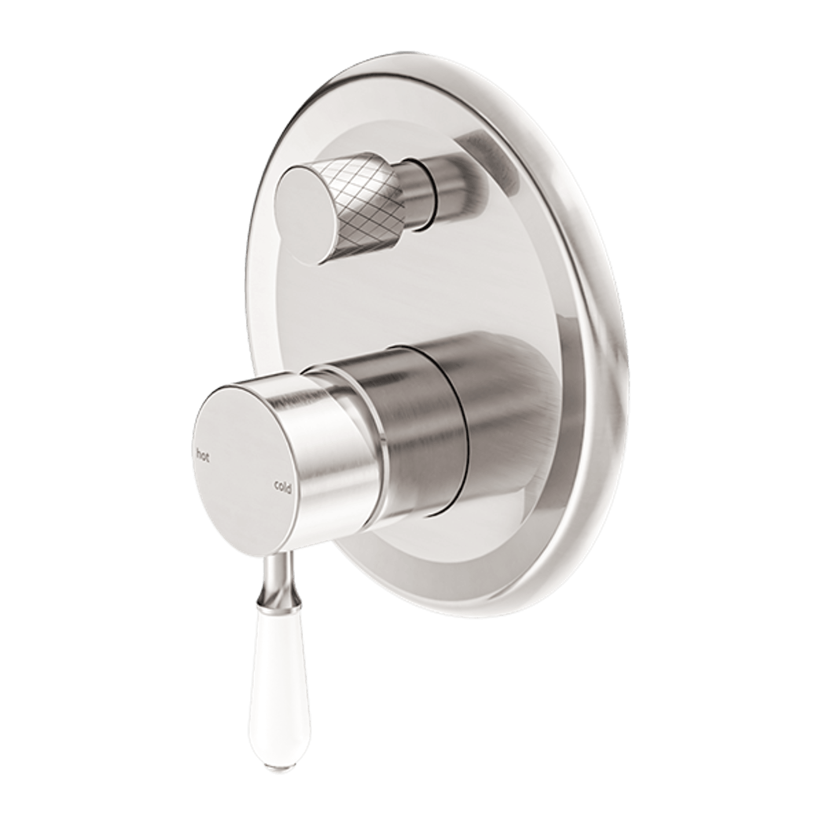 York Shower Mixer With Divertor With White Porcelain Lever Brushed Nickel gallery detail image