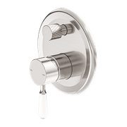 York Shower Mixer With Divertor With White Porcelain Lever Brushed Nickel gallery detail image