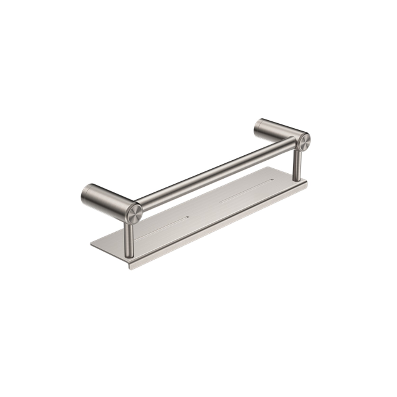 Mecca Care 25mm Grab Rail With Shelf 450mm Brushed Nickel gallery detail image