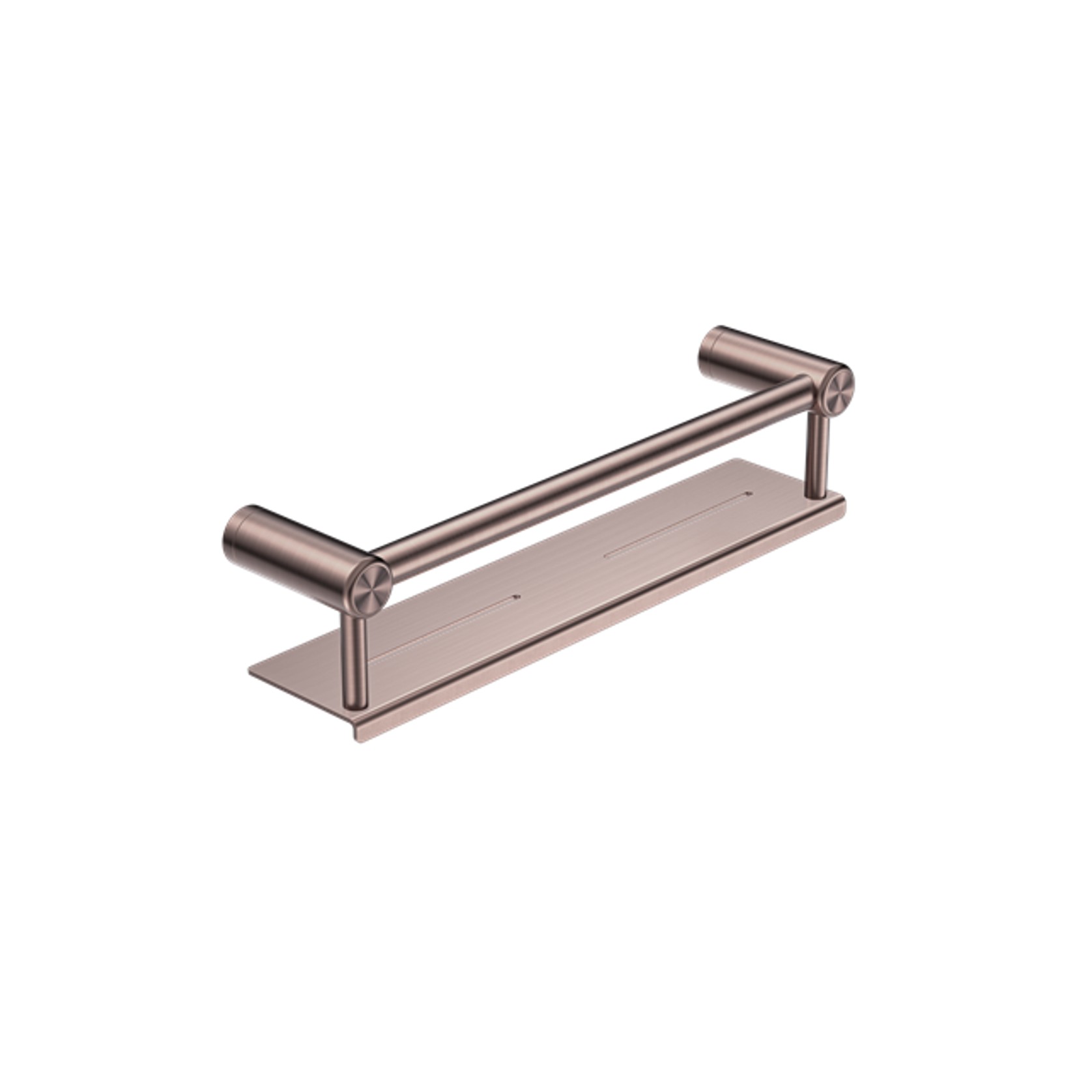 Mecca Care 25mm Grab Rail With Shelf 450mm Brushed Bronze gallery detail image