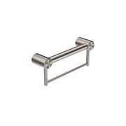 Mecca Care 32mm Grab Rail With Towel Holder 300mm Brushed Nickel gallery detail image