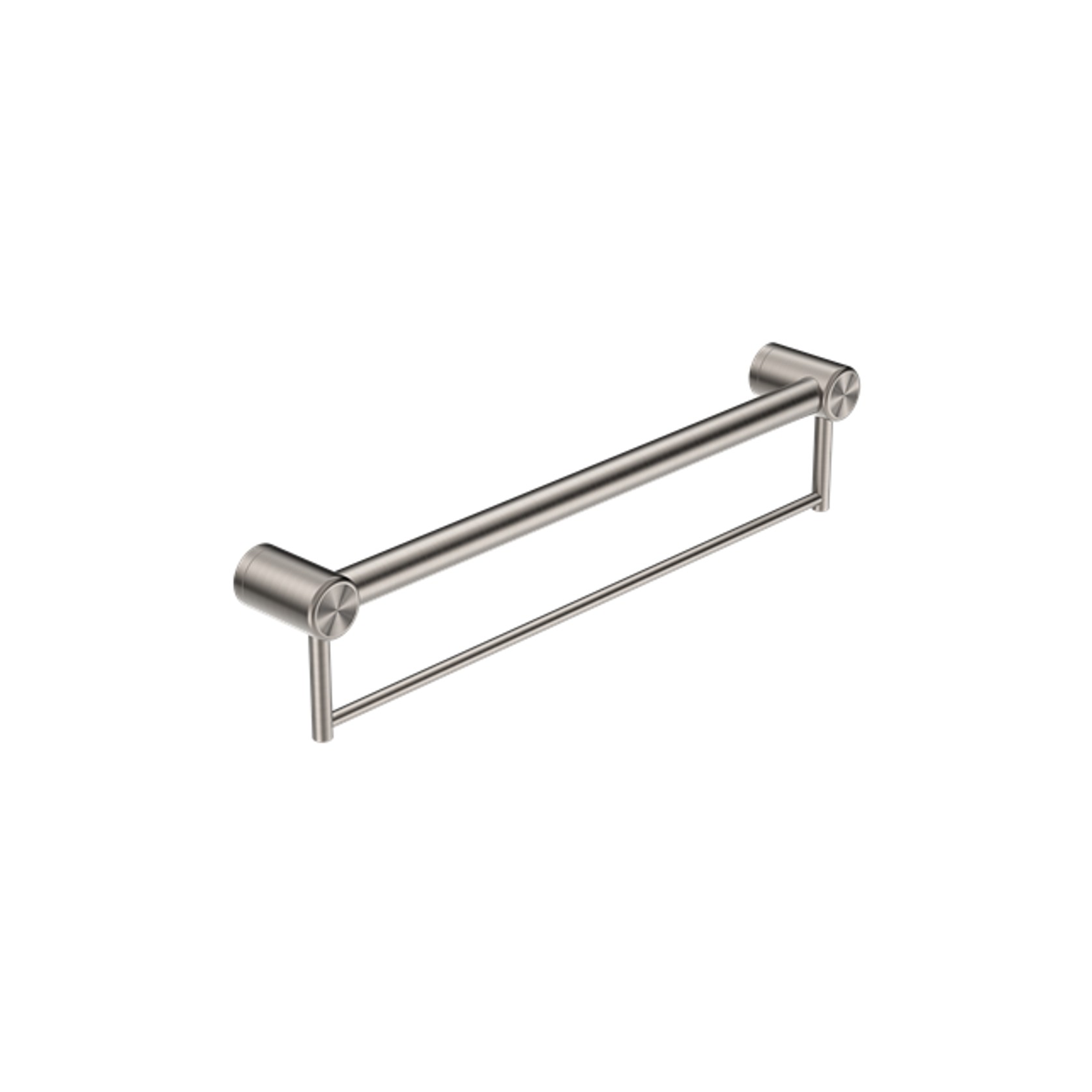 Mecca Care 32mm Grab Rail With Towel Holder 600mm Brushed Nickel gallery detail image