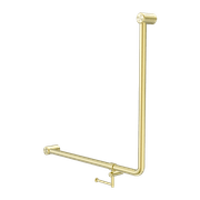 Mecca Care 32mm Ambulant 90 Degree Bent Tube Grab Rail 750X750mm With Toilet Roll Holder Brushed Gold gallery detail image