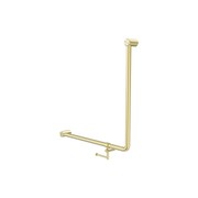 Mecca Care 32mm Ambulant 90 Degree Bent Tube Grab Rail 750X750mm With Toilet Roll Holder Brushed Gold gallery detail image