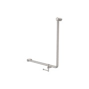Mecca Care 32mm Ambulant 90 Degree Bent Tube Grab Rail 750X750mm With Toilet Roll Holder Brushed Nickel gallery detail image