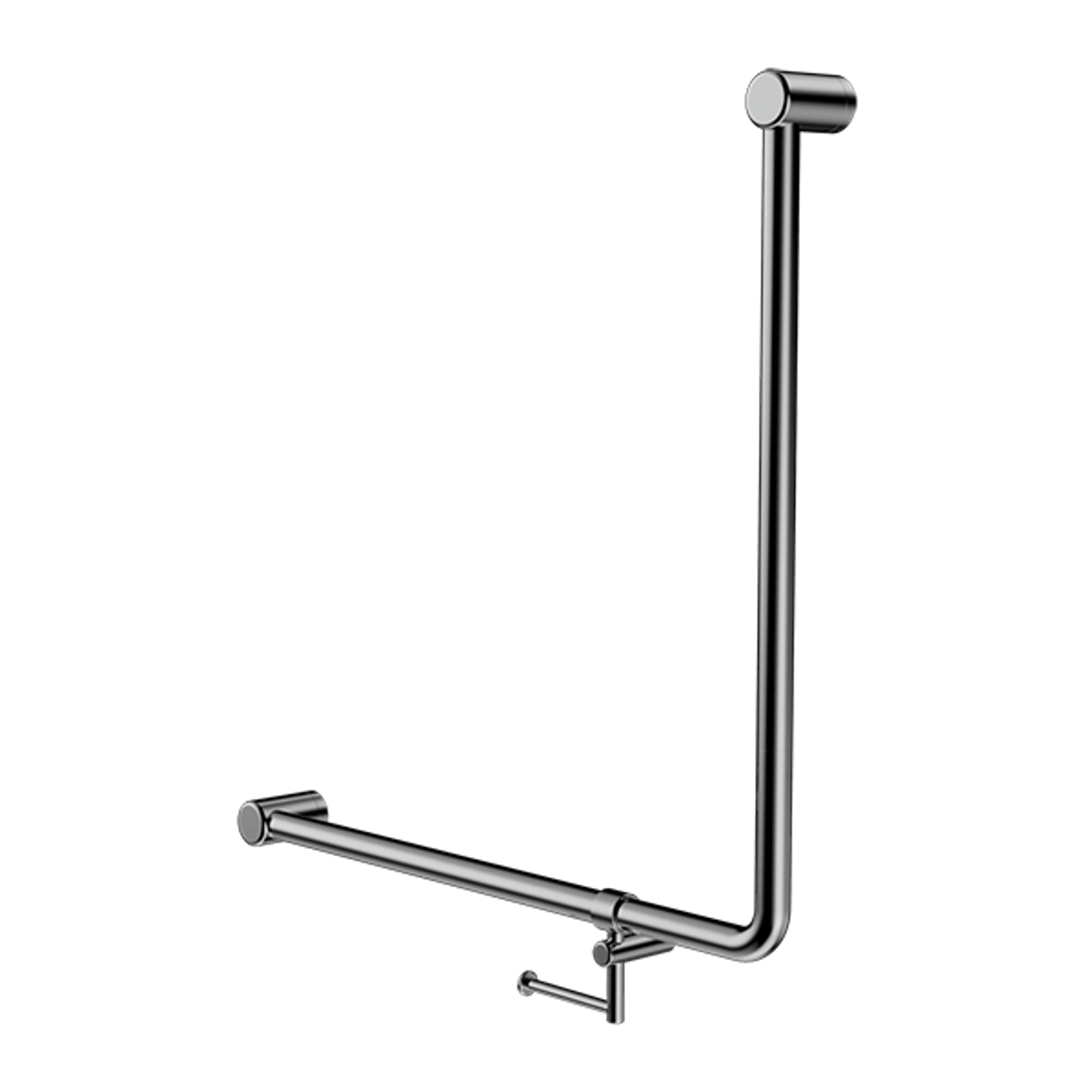 Mecca Care 32mm Ambulant 90 Degree Bent Tube Grab Rail 750X750mm With Toilet Roll Holder Chrome gallery detail image