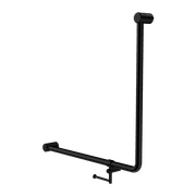 Mecca Care 32mm Ambulant 90 Degree Bent Tube Grab Rail 750X750mm With Toilet Roll Holder Matte Black gallery detail image