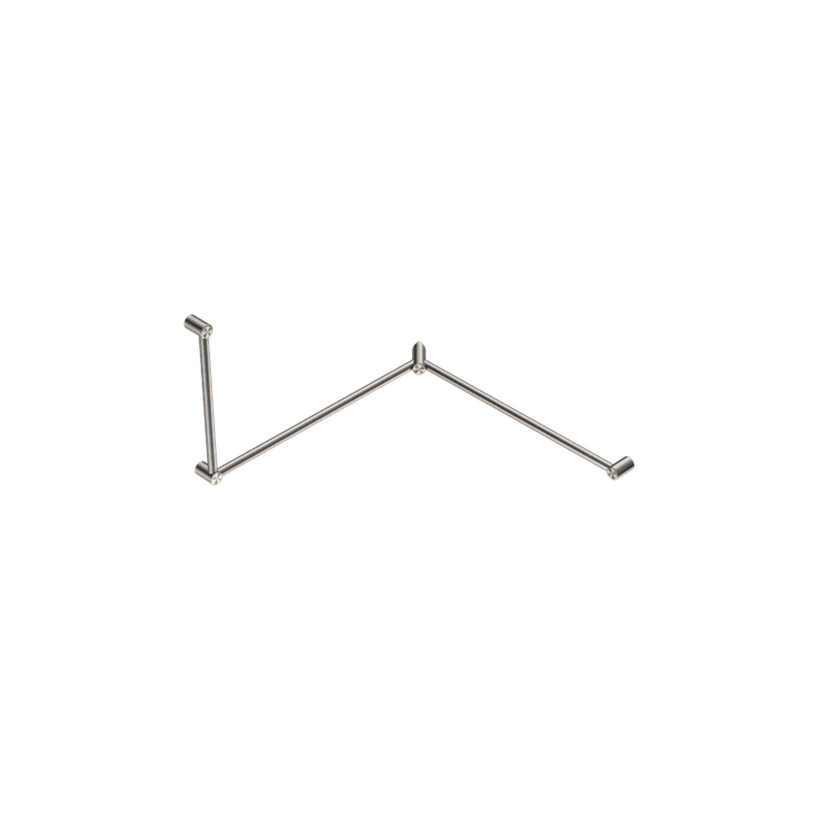 Mecca Care 32mm DDA Toilet Grab Rail Set 90 Degree Continuous 600X1065X1025mm Brushed Nickel gallery detail image