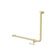Mecca Care 32mm Ambulant 90 Degree Bent Tube Grab Rail 600X1000mm With Toilet Roll Holder Brushed Gold gallery detail image
