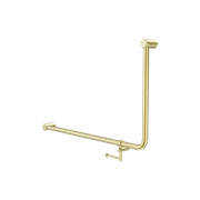 Mecca Care 32mm Ambulant 90 Degree Bent Tube Grab Rail 600X1000mm With Toilet Roll Holder Brushed Gold gallery detail image
