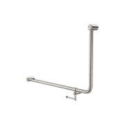 Mecca Care 32mm Ambulant 90 Degree Bent Tube Grab Rail 600X1000mm With Toilet Roll Holder Brushed Nickel gallery detail image