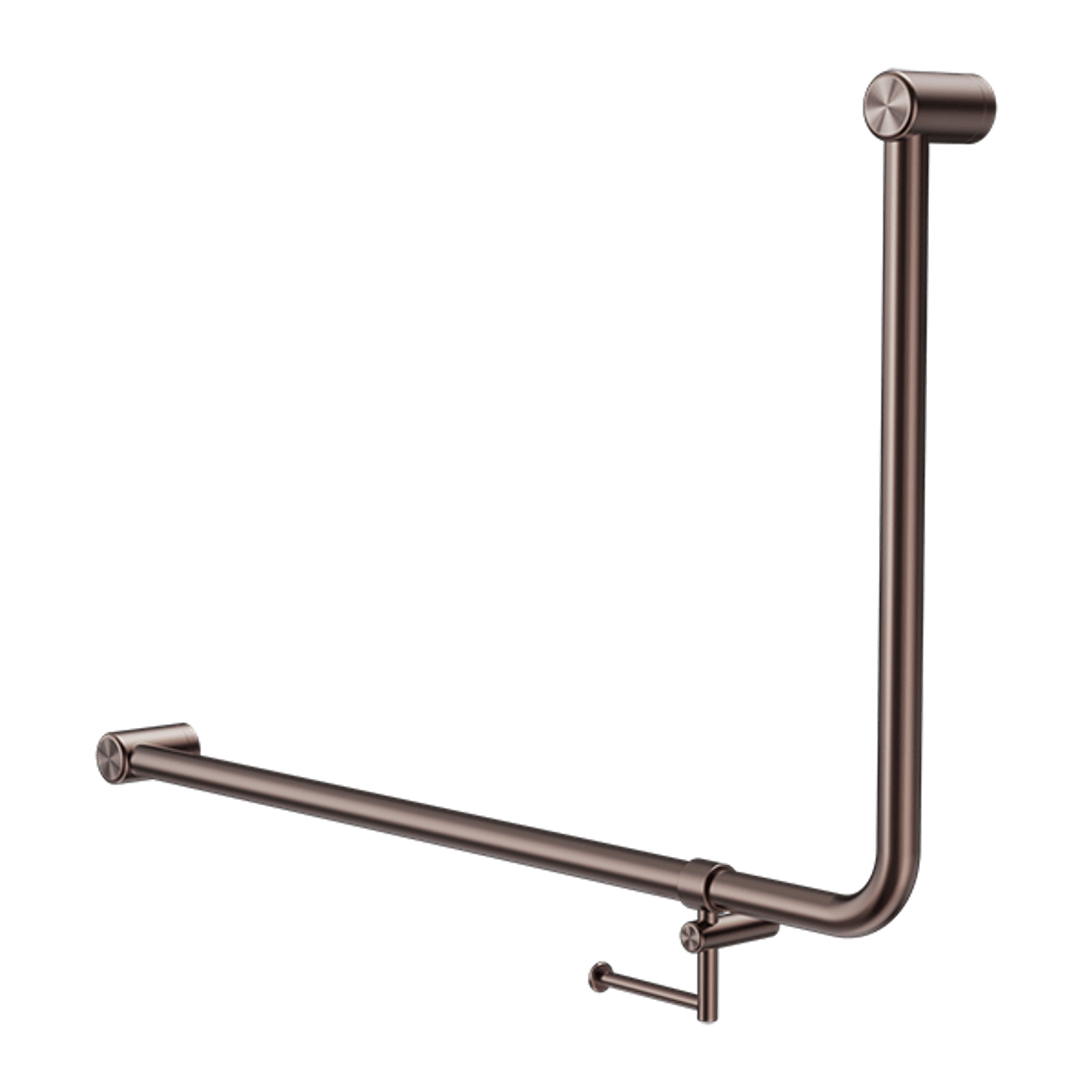 Mecca Care 32mm Ambulant 90 Degree Bent Tube Grab Rail 600X1000mm With Toilet Roll Holder Brushed Bronze gallery detail image