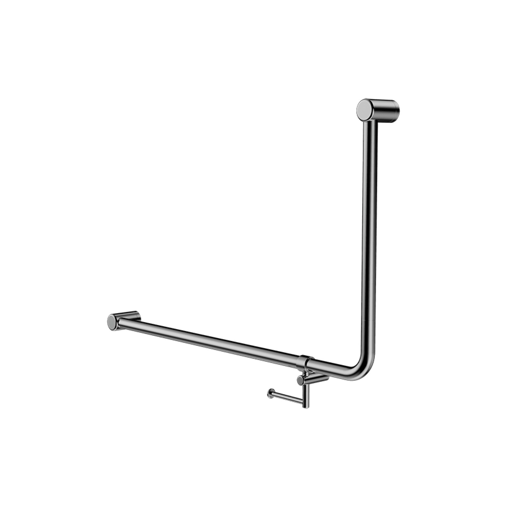 Mecca Care 32mm Ambulant 90 Degree Bent Tube Grab Rail 600X1000mm With Toilet Roll Holder Chrome gallery detail image