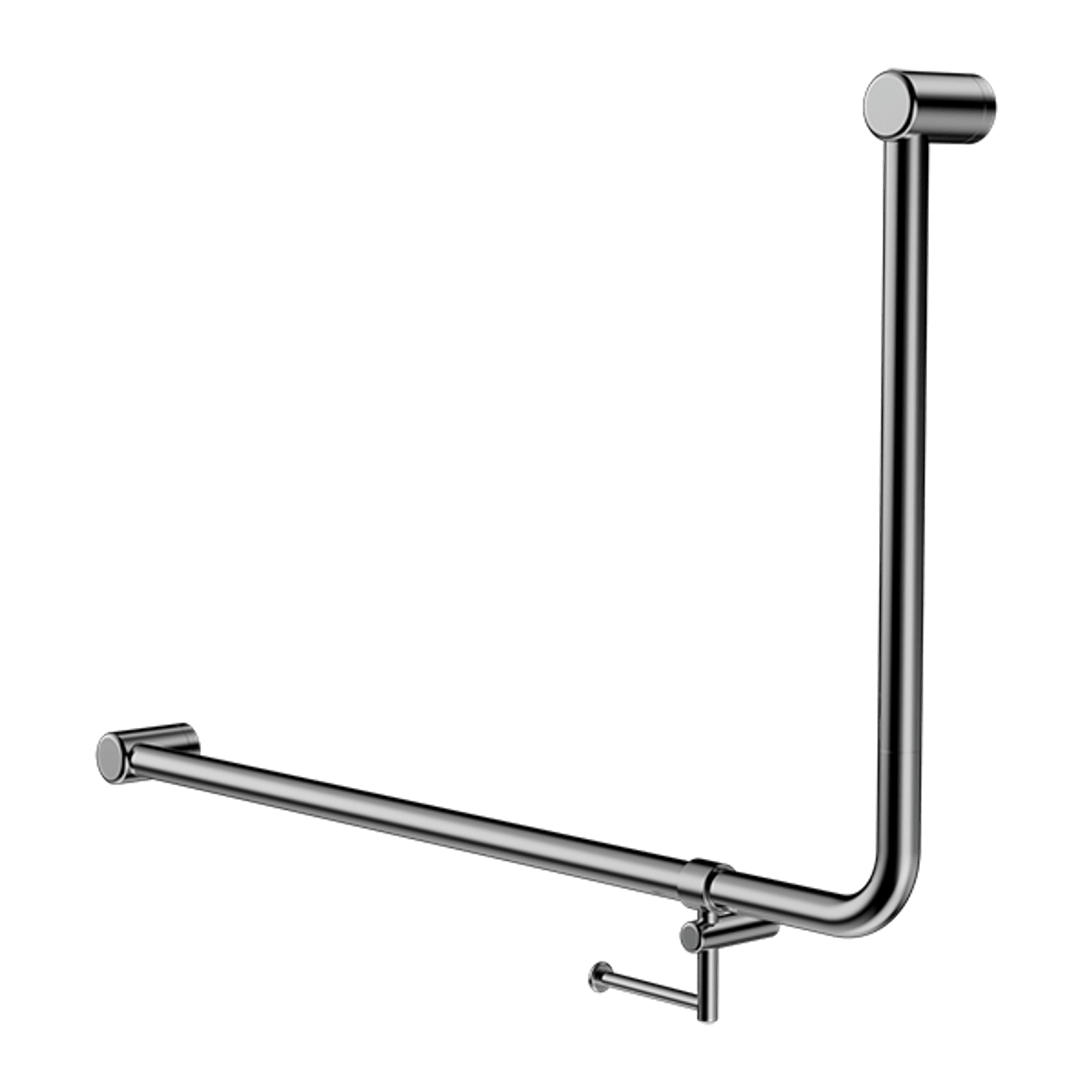 Mecca Care 32mm Ambulant 90 Degree Bent Tube Grab Rail 600X1000mm With Toilet Roll Holder Chrome gallery detail image