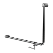 Mecca Care 32mm Ambulant 90 Degree Bent Tube Grab Rail 600X1000mm With Toilet Roll Holder Chrome gallery detail image