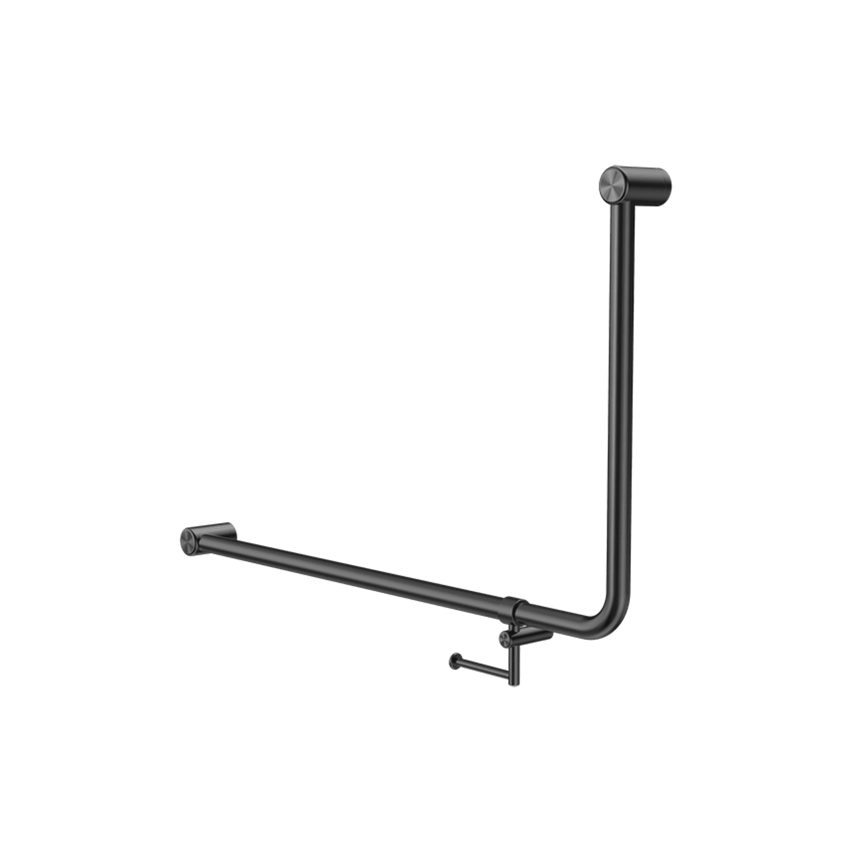 Mecca Care 32mm Ambulant 90 Degree Bent Tube Grab Rail 600X1000mm With Toilet Roll Holder Gun Metal gallery detail image