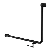 Mecca Care 32mm Ambulant 90 Degree Bent Tube Grab Rail 600X1000mm With Toilet Roll Holder Matte Black gallery detail image