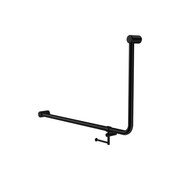 Mecca Care 32mm Ambulant 90 Degree Bent Tube Grab Rail 600X1000mm With Toilet Roll Holder Matte Black gallery detail image
