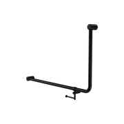 Mecca Care 32mm Ambulant 90 Degree Bent Tube Grab Rail 600X1000mm With Toilet Roll Holder Matte Black gallery detail image
