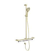 Mecca Care 32mm T Bar Grab Rail And Adjustable Shower Set 1100X750mm Brushed Gold gallery detail image