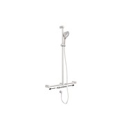 Mecca Care 32mm T Bar Grab Rail And Adjustable Shower Set 1100X750mm Brushed Nickel gallery detail image