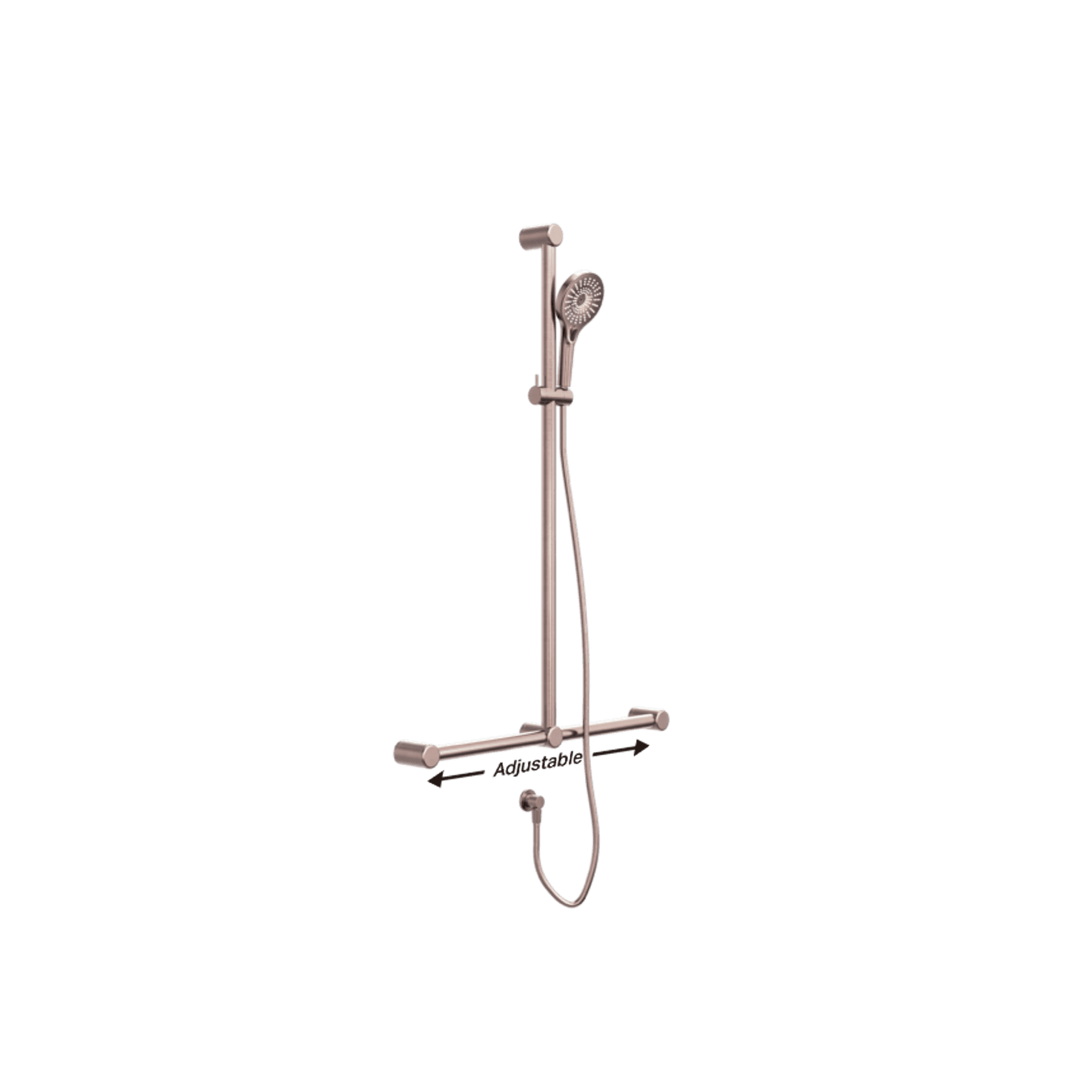 Mecca Care 32mm T Bar Grab Rail And Adjustable Shower Set 1100X750mm Brushed Bronze gallery detail image
