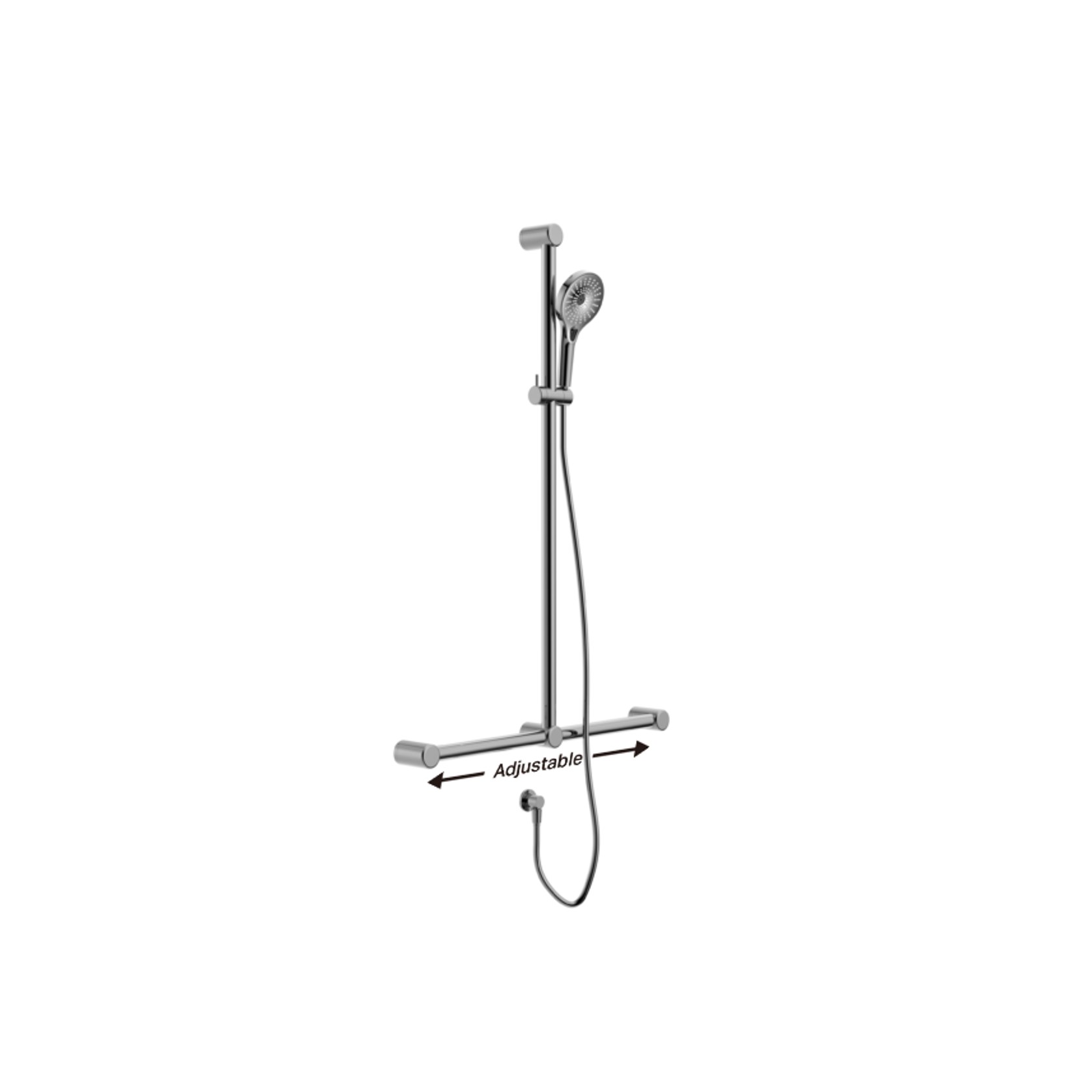 Mecca Care 32mm T Bar Grab Rail And Adjustable Shower Set 1100X750mm Chrome gallery detail image