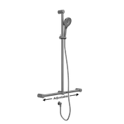 Mecca Care 32mm T Bar Grab Rail And Adjustable Shower Set 1100X750mm Gun Metal gallery detail image
