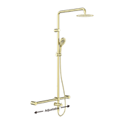 Mecca Care 32mm T Bar Grab Rail 1100x750mm Twin Shower Set Brushed Gold gallery detail image