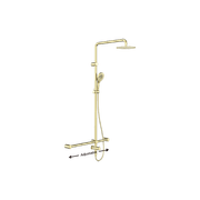 Mecca Care 32mm T Bar Grab Rail 1100x750mm Twin Shower Set Brushed Gold gallery detail image