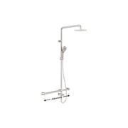 Mecca Care 32mm T Bar Grab Rail 1100x750mm Twin Shower Set Brushed Nickel gallery detail image