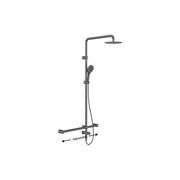 Mecca Care 32mm T Bar Grab Rail 1100x750mm Twin Shower Set Gun Metal gallery detail image
