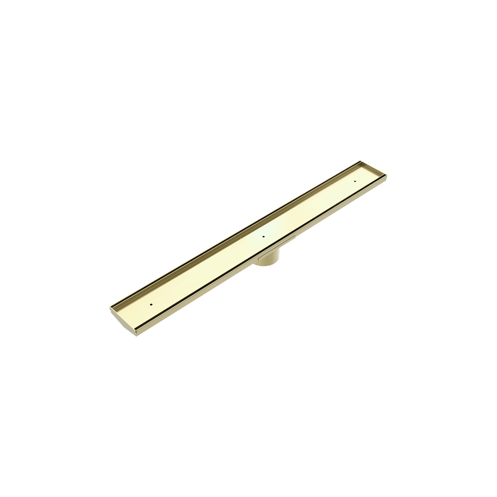 Tile Insert V Channel Floor Grate 80mm Outlet With Hole Saw Brushed Gold gallery detail image