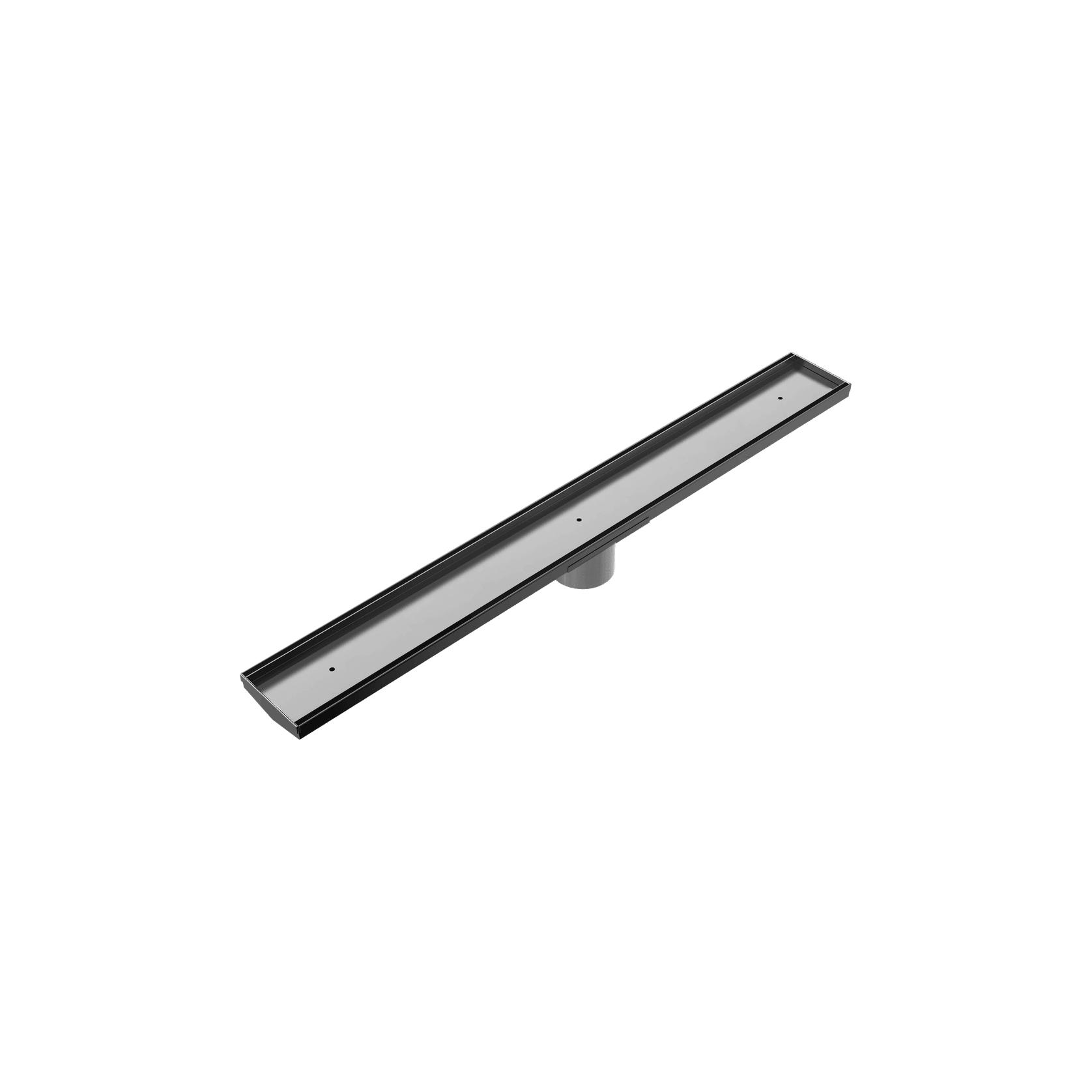 Tile Insert V Channel Floor Grate 80mm Outlet With Hole Saw Gun Metal gallery detail image