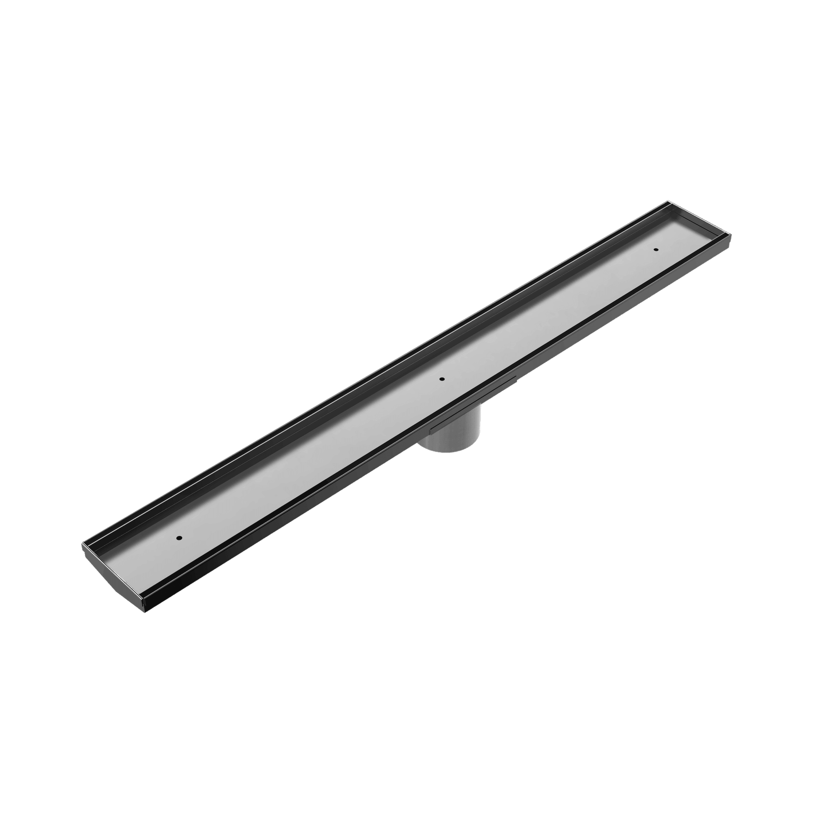 Tile Insert V Channel Floor Grate 80mm Outlet With Hole Saw Gun Metal gallery detail image