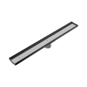 Tile Insert V Channel Floor Grate 80mm Outlet With Hole Saw Gun Metal gallery detail image