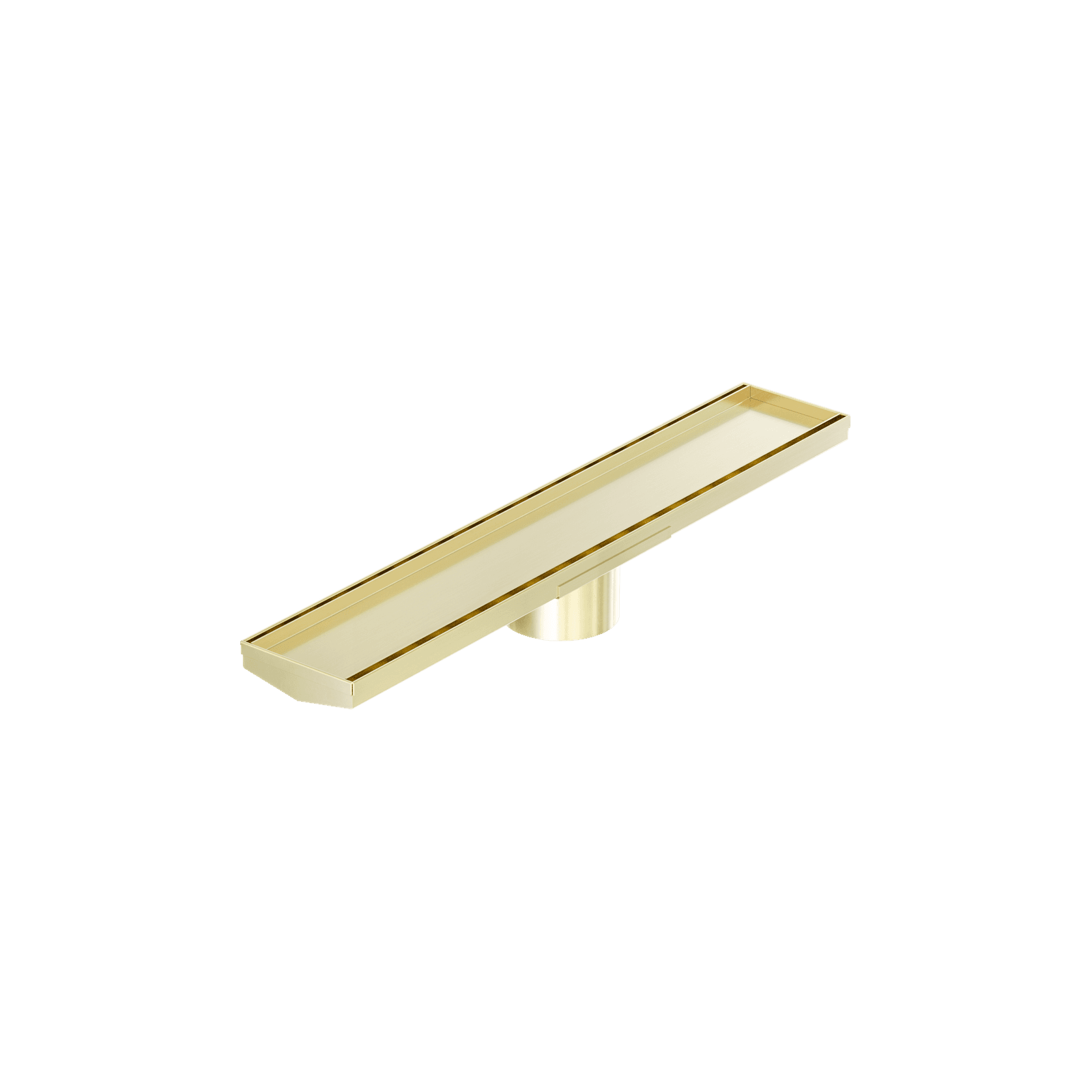 Tile Insert V Channel 600mm Floor Grate 89mm Outlet With Hole Saw Brushed Gold gallery detail image