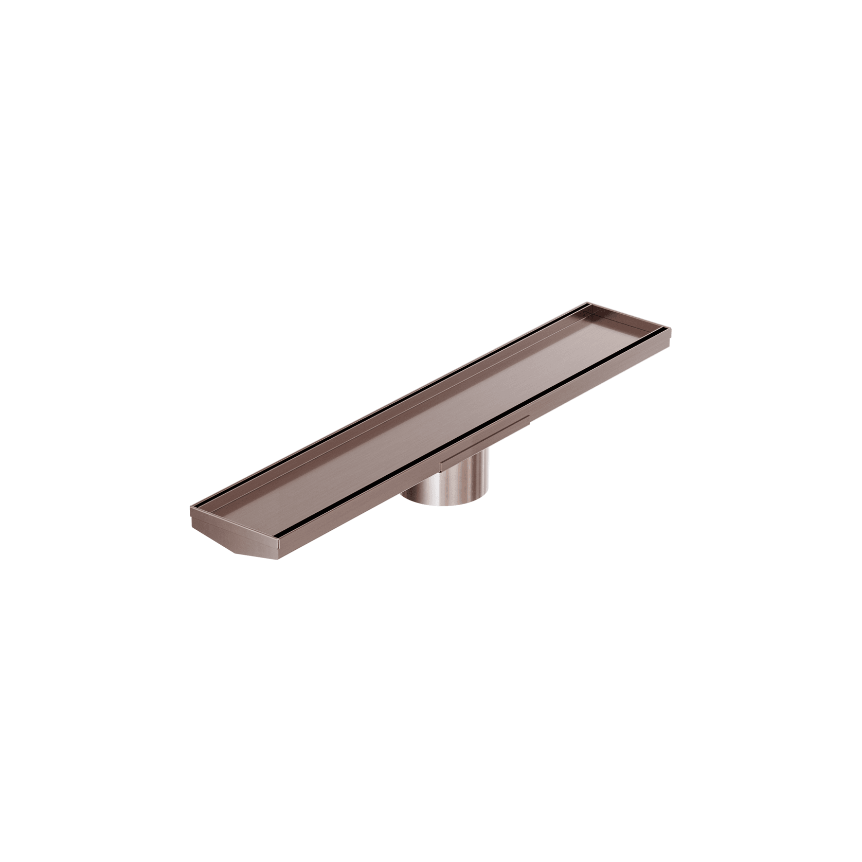 Tile Insert V Channel 600mm Floor Grate 89mm Outlet With Hole Saw Brushed Bronze gallery detail image