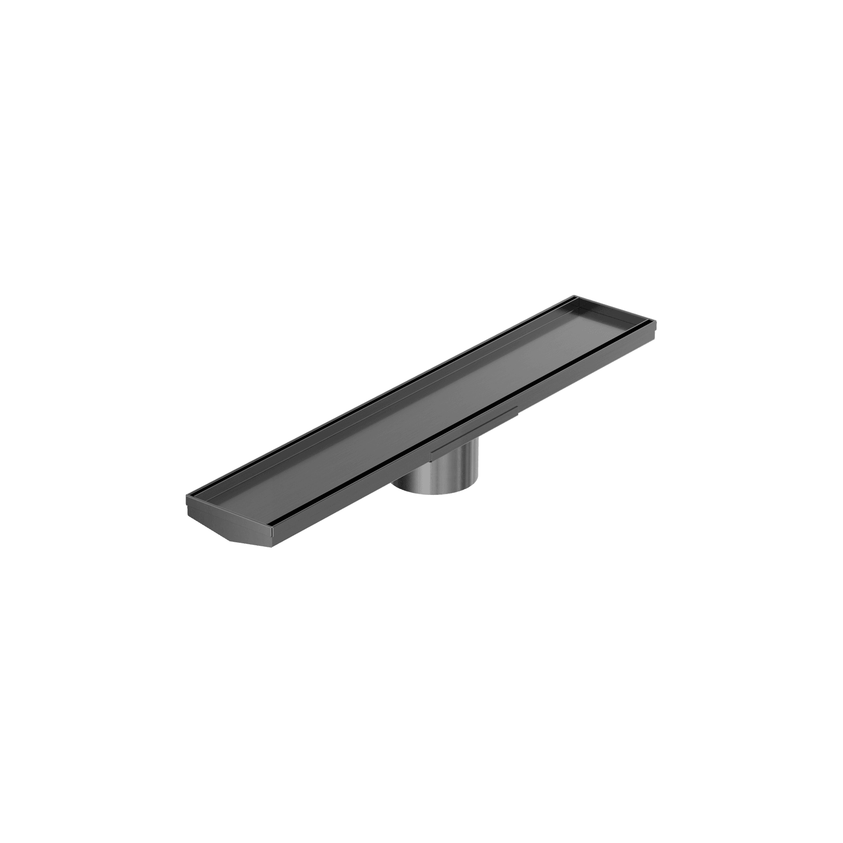 Tile Insert V Channel 600mm Floor Grate 89mm Outlet With Hole Saw Gun Metal gallery detail image