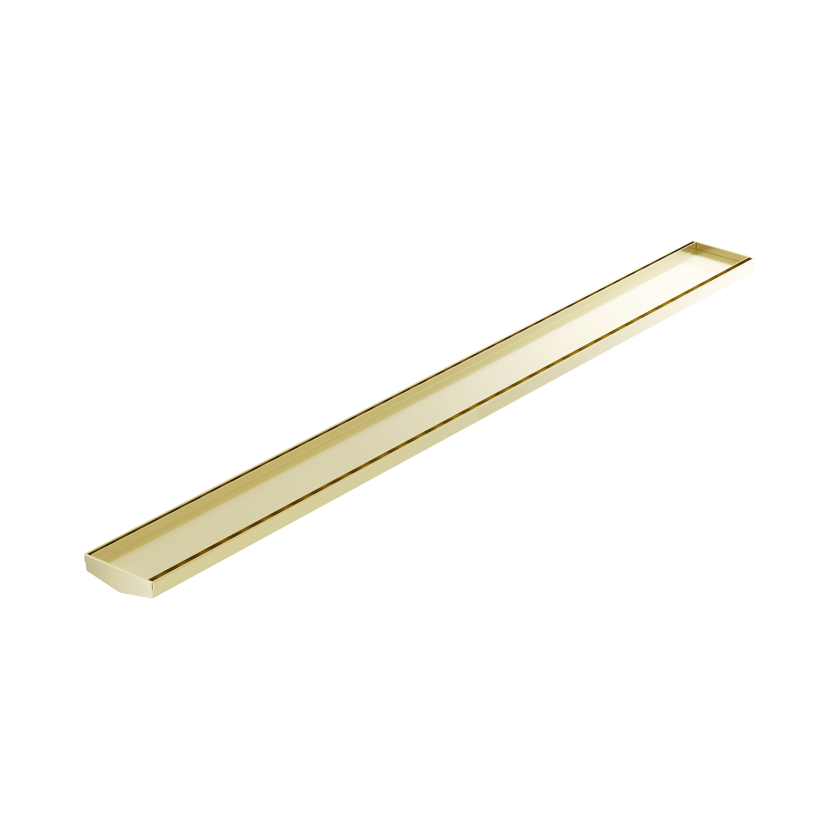 Tile Insert V Channel 1200mm Floor Grate 80mm/89mm Outlet Without Outlet And Hole Saw Brushed Gold gallery detail image