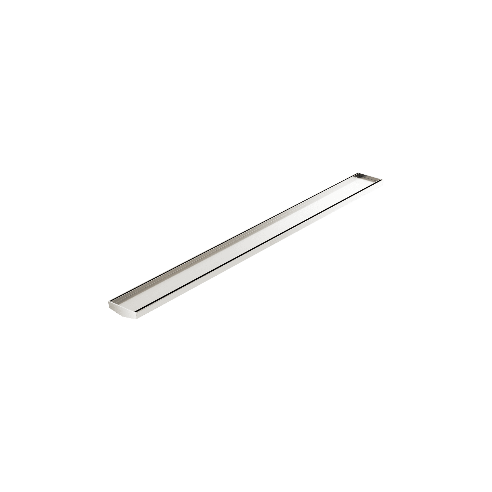 Tile Insert V Channel 1200mm Floor Grate 80mm/89mm Outlet Without Outlet And Hole Saw Brushed Nickel gallery detail image