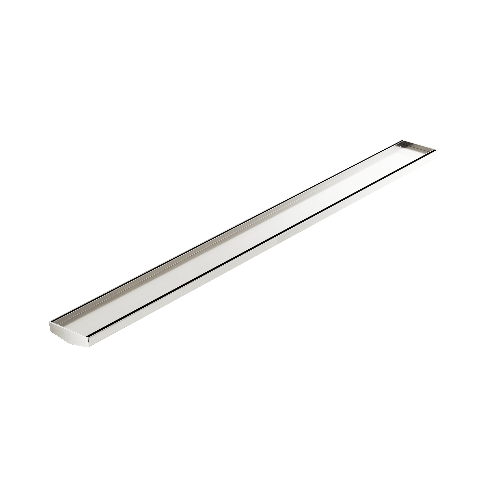 Tile Insert V Channel 1200mm Floor Grate 80mm/89mm Outlet Without Outlet And Hole Saw Brushed Nickel gallery detail image