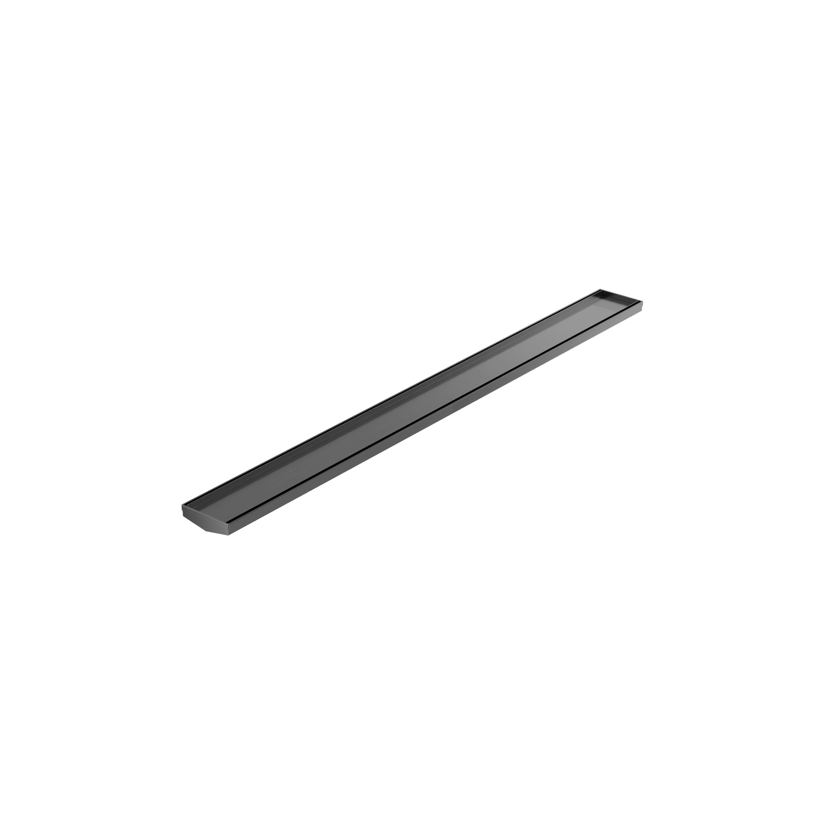 Tile Insert V Channel 1200mm Floor Grate 80mm/89mm Outlet Without Outlet And Hole Saw Gun Metal gallery detail image